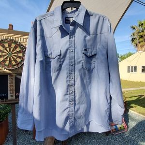 Wrangler Big Man's Fit Long Sleeve Button Up Shirt.  19-36. Pearl Snaps GPWC